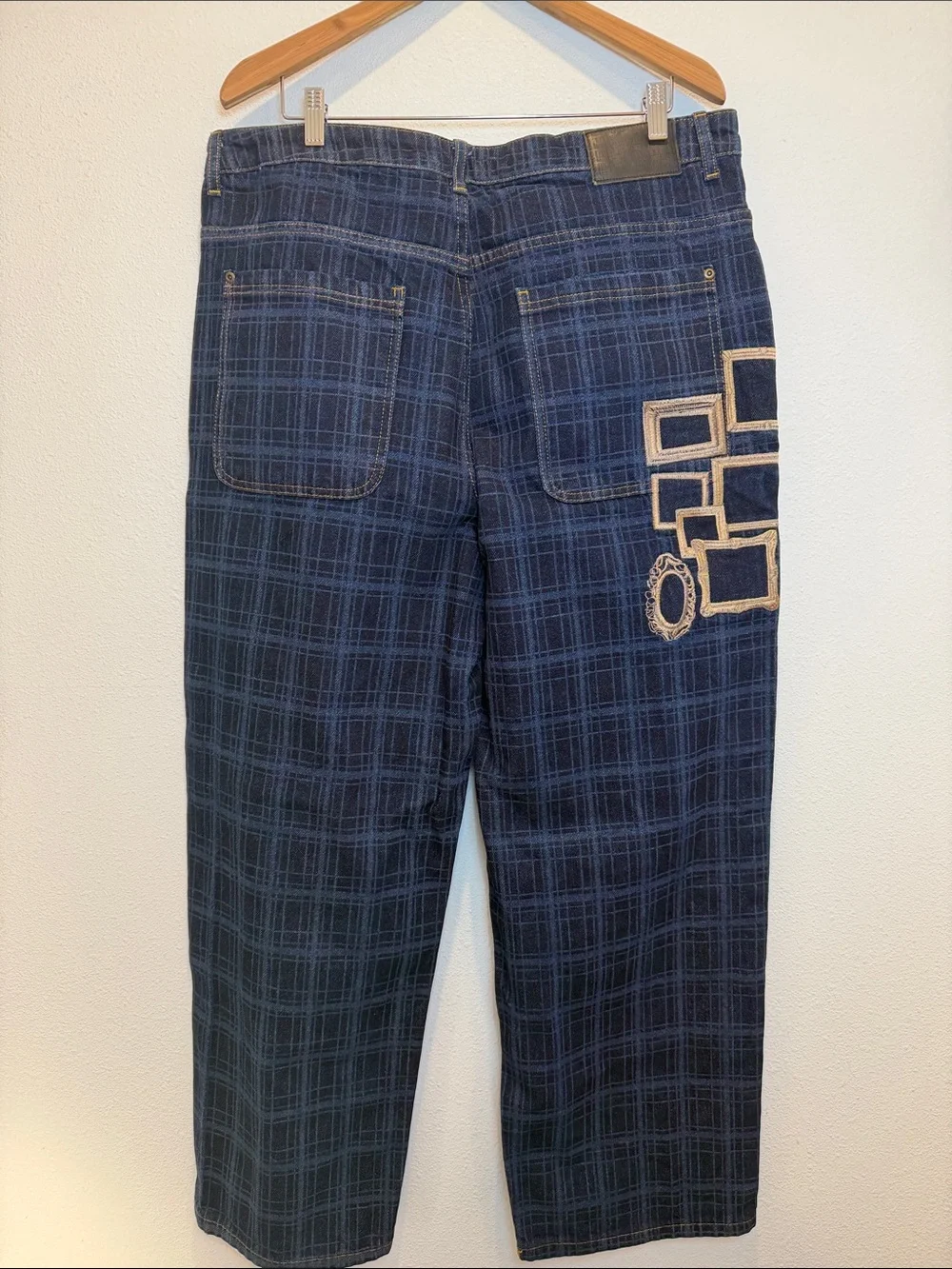 derSchutze “Gallery” laser Printed Baggy Denim Y2K Wide Leg Jeans Size 36 NWOT